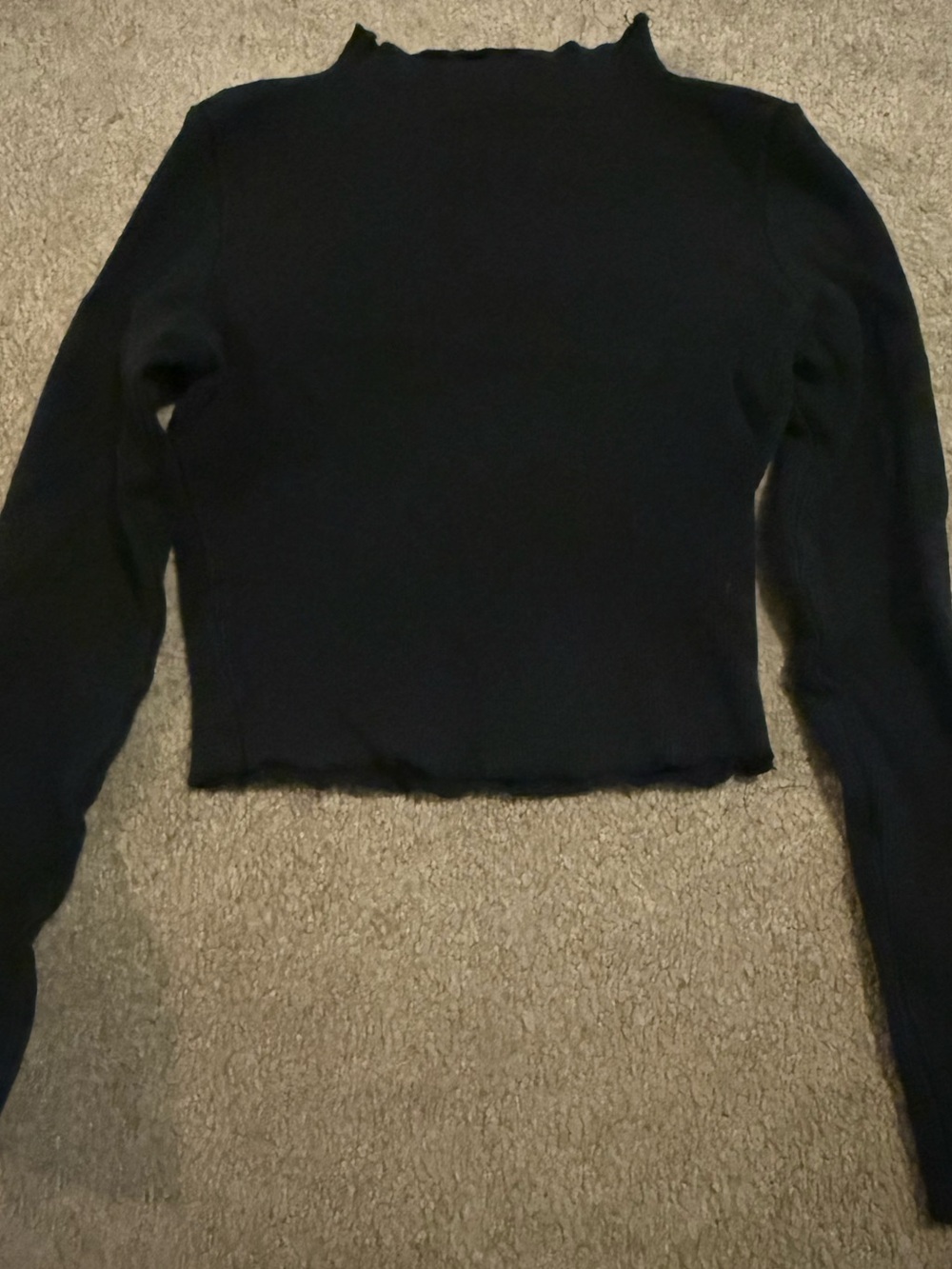 Princess Polly Black Long Sleeve Lettuce Edge Top